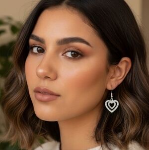 Fashion Silver Heart Earrings (EUC)